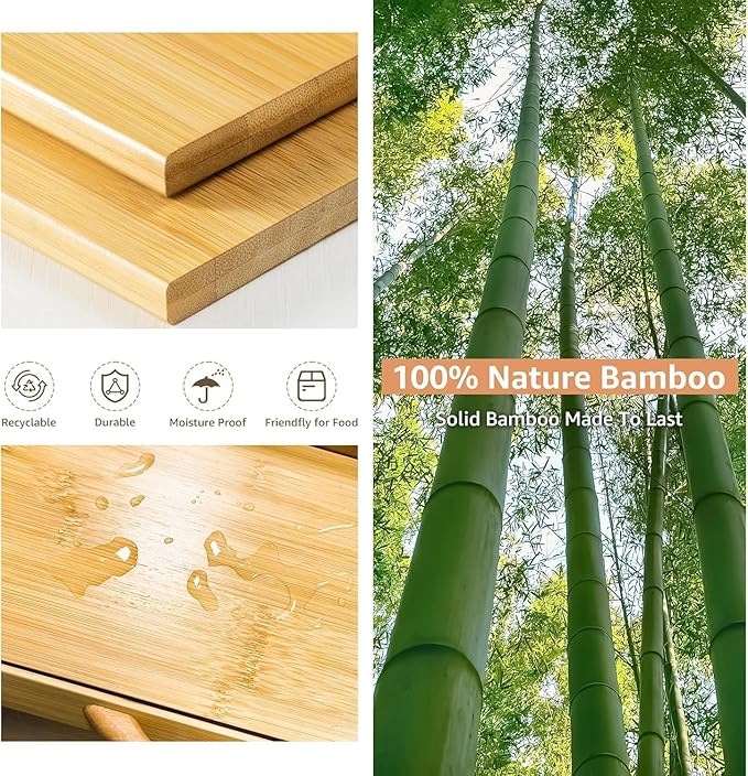 BAMBANG Extra Large Bread Box, Double Layer Bread Box for Homemade Bread, Bamboo Wooden Bread Storage Container with Tool Holder & Handles & Window, Assembly Required(14.9" x 11" x 15.3") Natural