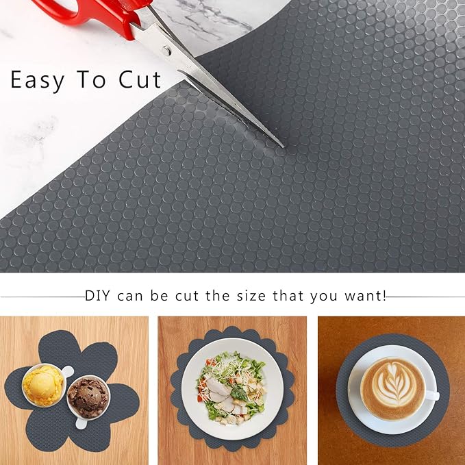 HooTown Shelf Liner Kitchen Cabinet Drawer Mats 23.6 Inch Wide x 13 Feet Long, Non Slip EVA Plastic Water Resistant Pad for Bathroom Drawers,Shoe Shelves, Under Sink, Gray