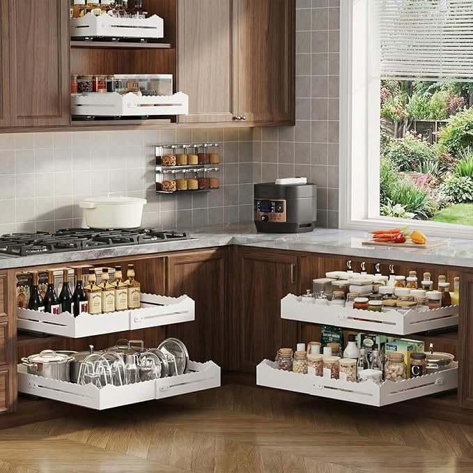 2 Pack Pull Out Cabinet Organizer, Expandable Width (12"-18") and Depth (13.7"-23.6"),Pull Out Drawers for Cabinets, Slide Out Drawers for Kitchen Cabinets with Sturdy Metal Pull Out Shelves