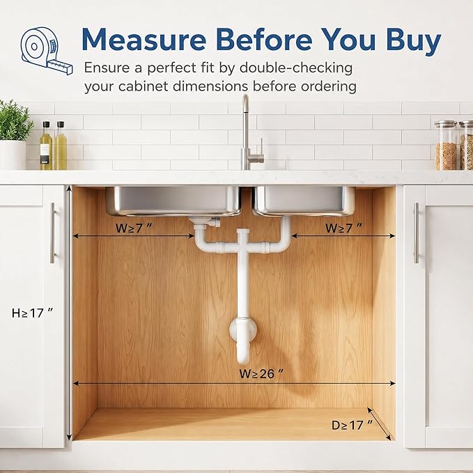 Under Kitchen Sink Organizer,3-Tier Black Metal Pull Out Cabinet Organizers, Slide Out Under Sink Storage Drawers, Under Sink Organizer Bathroom Counter Shelf, Pantry Organization and Storage （2 Pack）