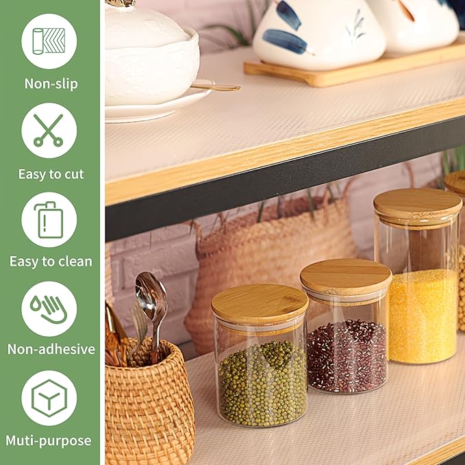 Shelf Liners 12 inch x 20 ft Kitchen Cabinets Liner Non-Stick Drawer Mats EVA Protector Shelving Cupboard Lining (Clear, 12 inch x 20 ft)