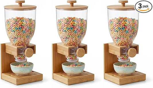 Honey Can Do Bamboo Cereal Dispenser, Natural KCH-09385 Natural, 17.5 oz (Pack of 3)