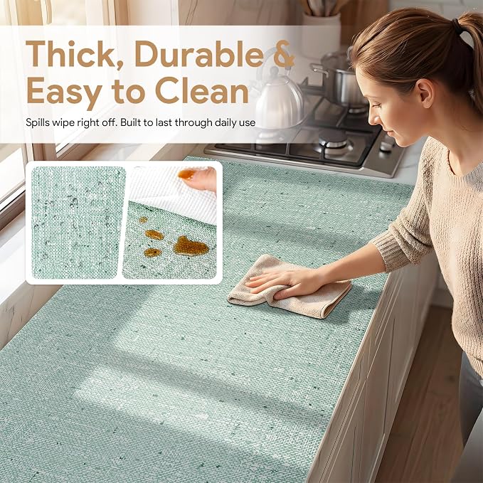 Shelf Liners Green 12'' X 120'' Drawer Liner for Kitchen Cabinet Non Adhesive, Strong Grip Anti Slip Cabinet Liners for Shelves, Oil-Proof Waterproof Cupboard Liner