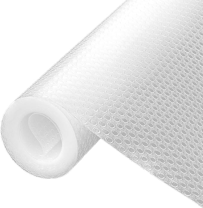 Shelf Liner, Waterproof Refrigerator Liner, Drawer Liners for Kitchen Cabinet, Bathroom Under Sink Mat Non Adhesive Fridge Liner EVA Place Mats Roll - Clear 12"×118"
