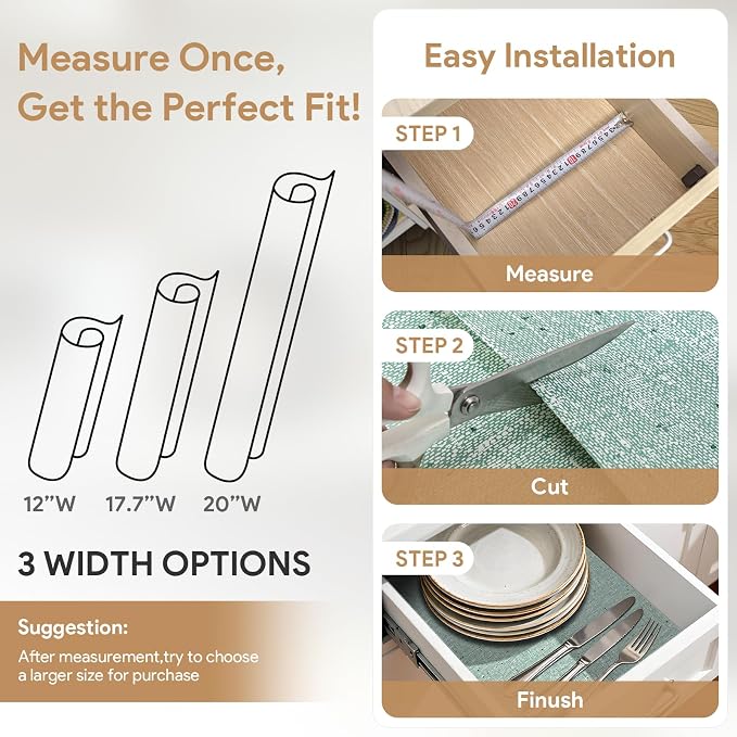 Shelf Liners Green 12'' X 120'' Drawer Liner for Kitchen Cabinet Non Adhesive, Strong Grip Anti Slip Cabinet Liners for Shelves, Oil-Proof Waterproof Cupboard Liner