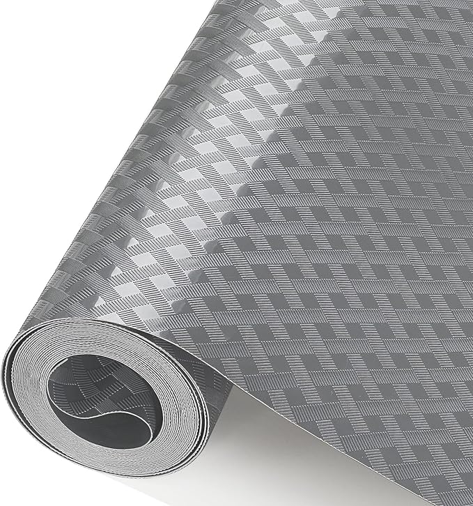 Refrigerator Liner, Waterproof Shelf and Drawer Liners for Kitchen Cabinet, Bathroom Under Sink Mat Non Adhesive Fridge Liner EVA Place Mats Roll - Grey 12"×236.2"