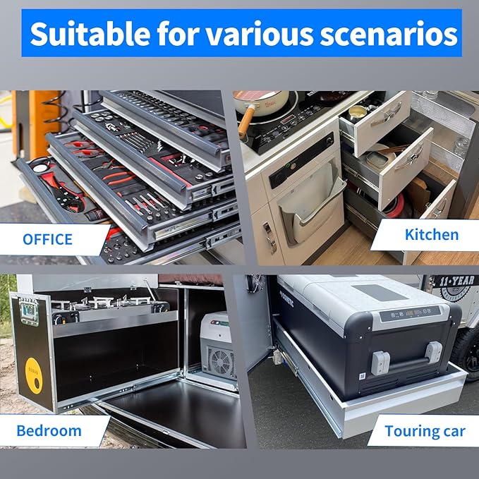 SLIDEWAY 260 Lbs Heavy Duty Drawer Slides 1 Pair 8 10 12 14 16 18 20 24 26 30 32 40 Inch Full Extension Ball Bearing Sliding Rails Cabinet Runners Tracks Tool Box Glides (53mm Wide)-28"