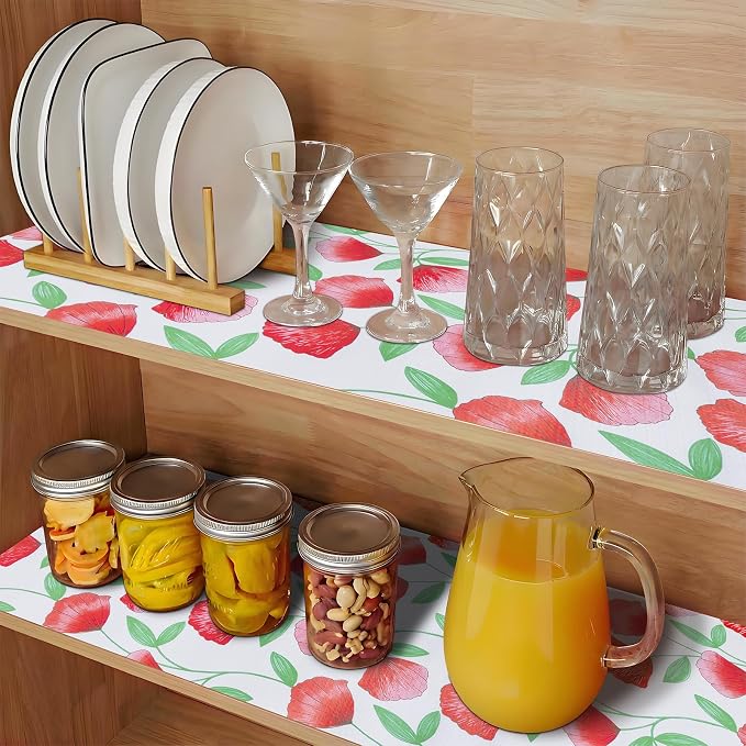 Non Adhesive Shelf Liner 10Rolls*17.7'' X 96'' Drawer Liner for Kitchen Cabinets, Waterproof Shelf Liners Durable Anti-Slip for Kitchen Cabinets Cupboard Liner