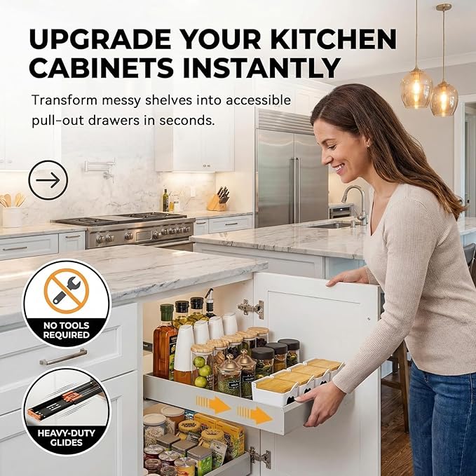 Blind Corner Cabinet Pull Out Organizer, Slide Out Kitchen Cabinet Organizer, Space Aluminum Pullout Shelves for Corner Cabinet, Under Sink Pull Out Storage for Pots and Pans
