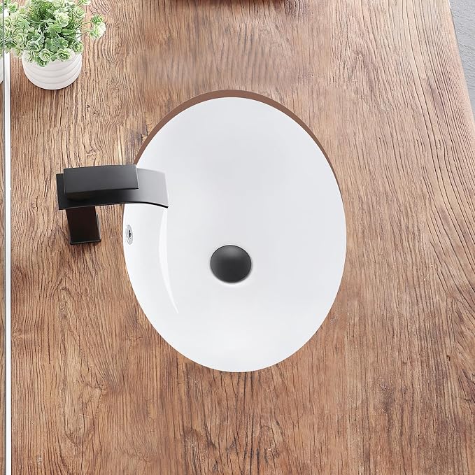 Undermount Bathroom Sink 20.5"x15.4" Oval Undermount Sink White Ceramic Bathroom Sinks Under Counter Basin with Overflow