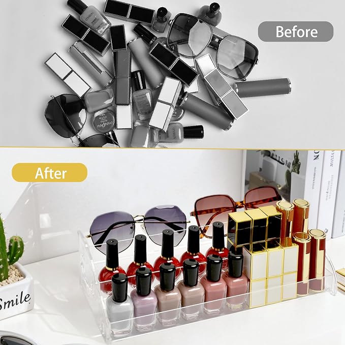 Nimiah 5-Tiers Nail Polish Hoder - Clear Acrylic Display Rack for Nail Organizers and Storage Vanity Display Stand for Eyeglass Makeup and Eyeshadow Palettes
