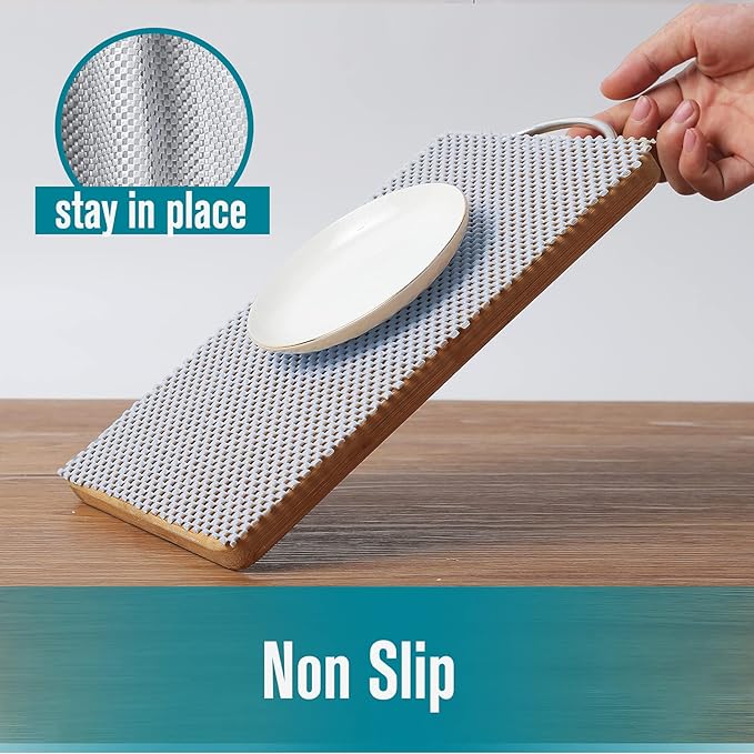 Shelf and Drawer Liner, Non-Adhesive Non Slip and Grip Durable Clean Pad Full Size 17.7 Inches x 20 Feet for Drawers, Shelves, Cabinets, Storage, Kitchen, Desks, Kitchenware, Tableware, White