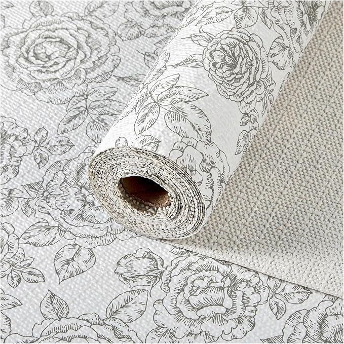 Drawer and Shelf Liner, Non-Slip Kitchen Cabinet Liners Non-Adhesive Thick Strong Grip Waterproof Washable Mats Protect Dresser Shelves Cupboard Bathroom Cabinets, Rose, 12 in X 10 FT