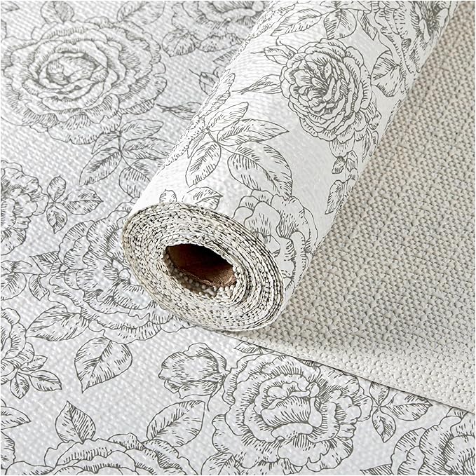 Drawer and Shelf Liner, Non-Slip Kitchen Cabinet Liners Non-Adhesive Thick Strong Grip Waterproof Washable Mats Protect Dresser Shelves Cupboard Bathroom Cabinets, Rose, 18 in X 20 FT