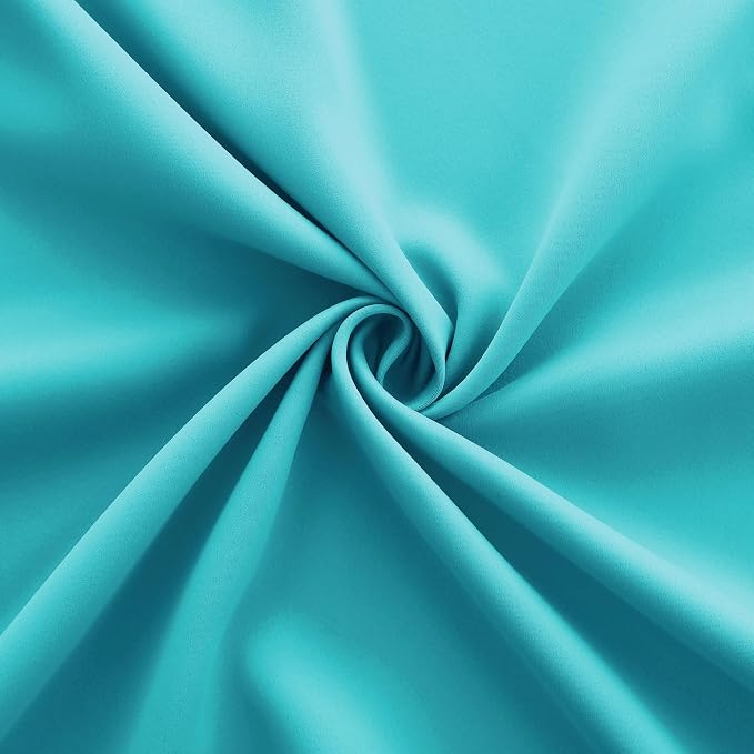 KOUFALL Turquoise Short Curtains - 24 Inch Length, Set of 2 Panels, Blackout Room Darkening, Rod Pocket, Cafe Tier Curtains for Small Bathroom Windows, 34x24 Inches Long