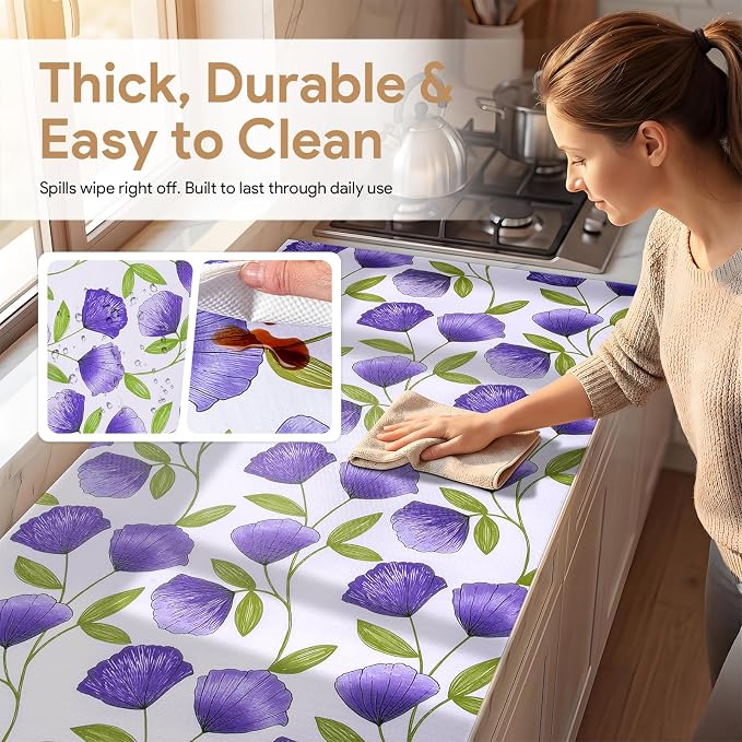 Shelf and Drawer Liner for Kitchen Cabinets 3Rolls*12'' X 120'' Non Adhesive Shelf Paper Strong Grip Anti Slip Cabinet Liners for Shelves, Oil-Proof Waterproof Cupboard Liner