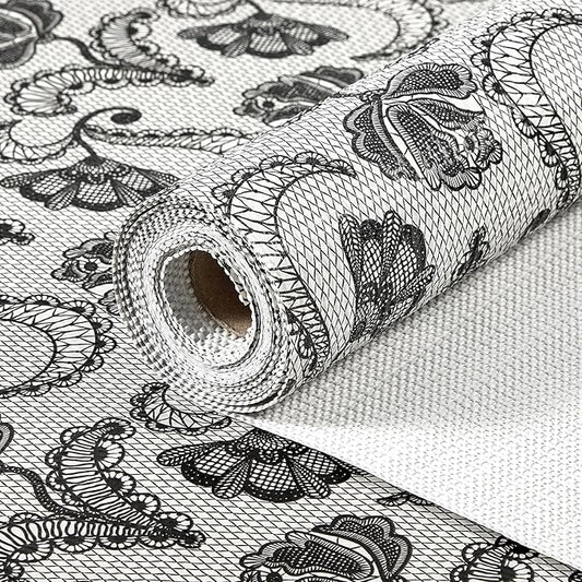 Drawer and Shelf Liner, Non-Slip Kitchen Cabinet Liners Non-Adhesive Thick Strong Grip Waterproof Washable Mats Protect Dresser Shelves Cupboard Bathroom Cabinets, Boho: Floral, 12 in X 10 FT