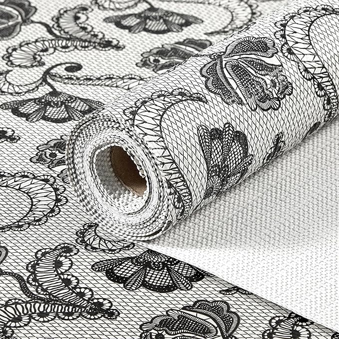 Drawer and Shelf Liner, Non-Slip Kitchen Cabinet Liners Non-Adhesive Thick Strong Grip Waterproof Washable Mats Protect Dresser Shelves Cupboard Bathroom Cabinets, Boho: Floral, 24 in X 10 FT