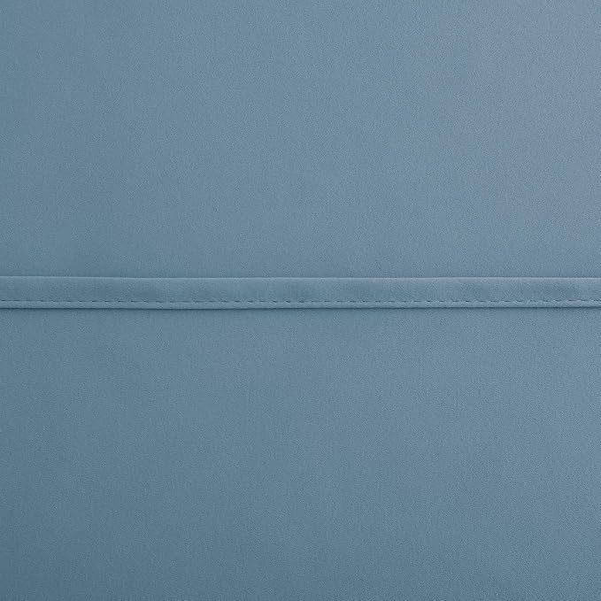 KOUFALL Dusty Blue Kitchen Curtains,Small Blackout Short Vintage Curtains for Bedroom,24 Inch Length,Stone Blue/Grey Blue