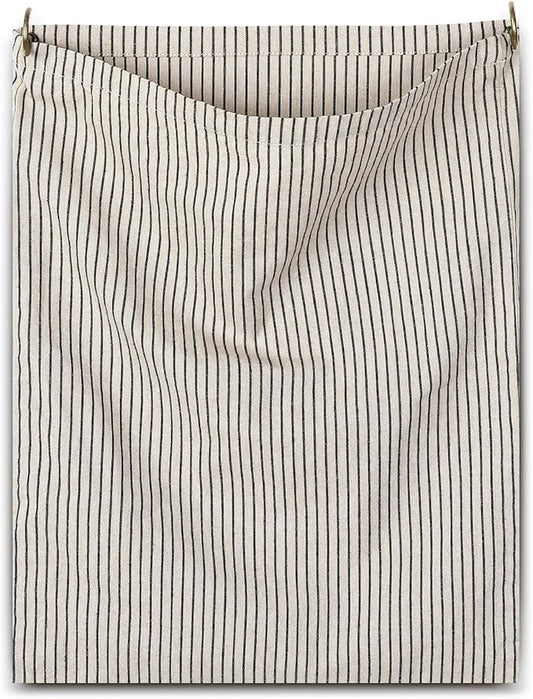 Reusable Dirty Rag Storage Bag Linen Dish Towel Cloth Bag Dish Rag Holder Natural Cotton Vintage for Under Sink Cabinet Door Organizer Laundry Bathroom Storage(Ecru,Vertical Stripes)