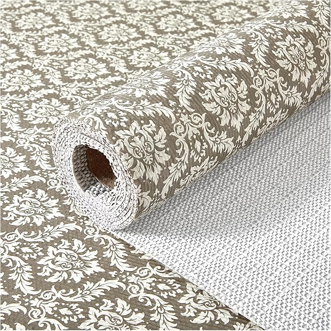 Drawer and Shelf Liner, Non-Slip Kitchen Cabinet Liners Non-Adhesive Thick Strong Grip Waterproof Washable Mats Protect Dresser Shelves Cupboard Bathroom Cabinets, Boho: Beige, 24 in X 20 FT