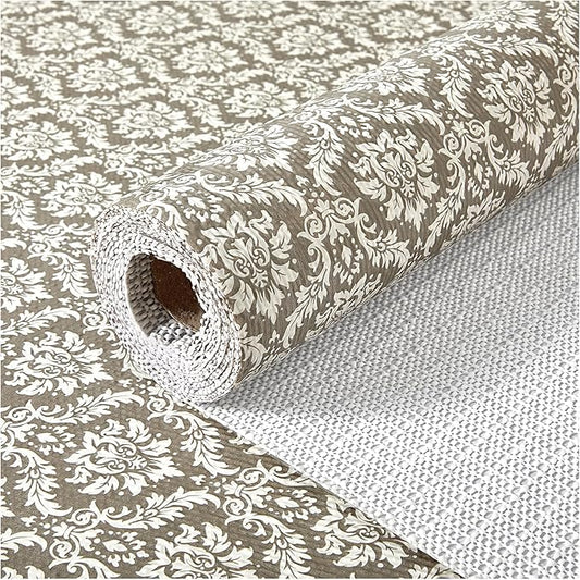 Drawer and Shelf Liner, Non-Slip Kitchen Cabinet Liners Non-Adhesive Thick Strong Grip Waterproof Washable Mats Protect Dresser Shelves Cupboard Bathroom Cabinets, Boho: Beige, 18 in X 20 FT