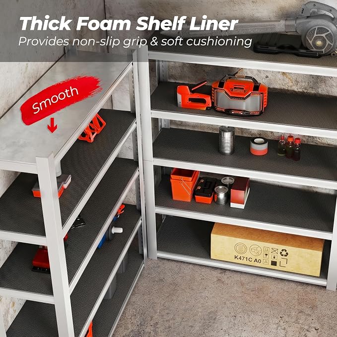 PABUSIOR Toolbox Shelf Liners Black: 5MM Thick Heavy Duty Tool Box Foam Liner for Drawers - Non Slip Grip Cabinet Mats for Garage Shelves 16" W x 98" L