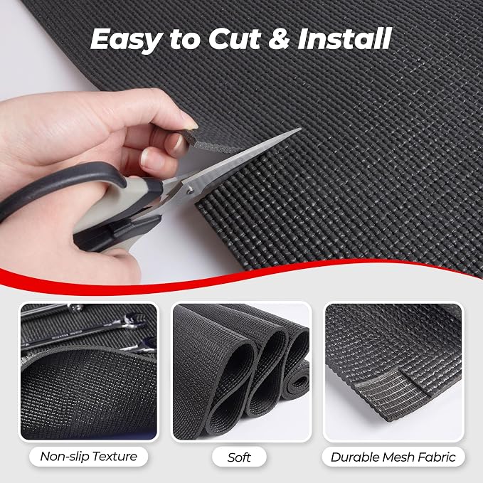 PABUSIOR Foam Toolbox Shelf Liner: 5MM Thick Heavy Duty Tool Box Liners for Drawer - Black Non Slip Cabinet Protector Mats for Garage Shelves 13.5" W x 98" L