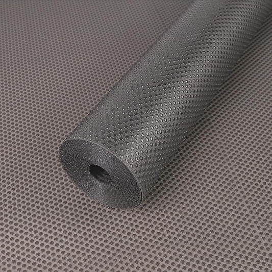 FLPMIX Non-Adhesive Kitchen Cabinet Liner: Waterproof Easy to Cut Small Drawer Shelf Liners - Clear Refrigerator Mat for Cupboard Pantry Shelves - Translucent Grey 12" x 396"