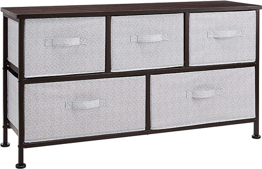 Amazon Basics Extra Wide Fabric 5-Drawer Storage Organizer Unit for Bedroom Closet, Bronze