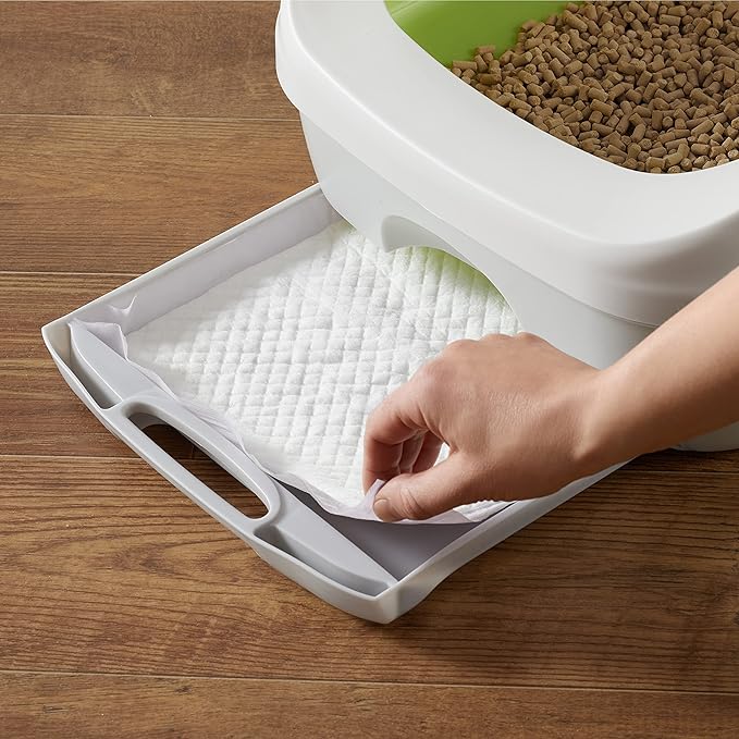Amazon Basics Cat Pad Refills for Litter Box, Fresh Scent, White/Purple, Pack of 60