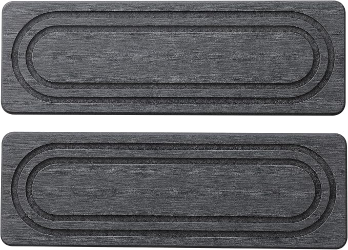 2PCS Water Absorbing Stone Tray for Sink, Quick Drying Diatomite Bathroom Tray Countertop, Stone Drying Mat for Kitchen Counter Faucet, Soap Dish Dispenser Vanity Organizer, Dark Gray-11.8" x 4"