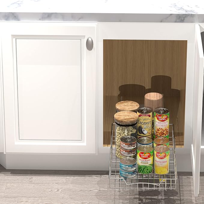 SIMPLE HOUSEWARE Under Cabinet Pull Out Sliding Shelf Drawer Organizer, 21" D x 11" W