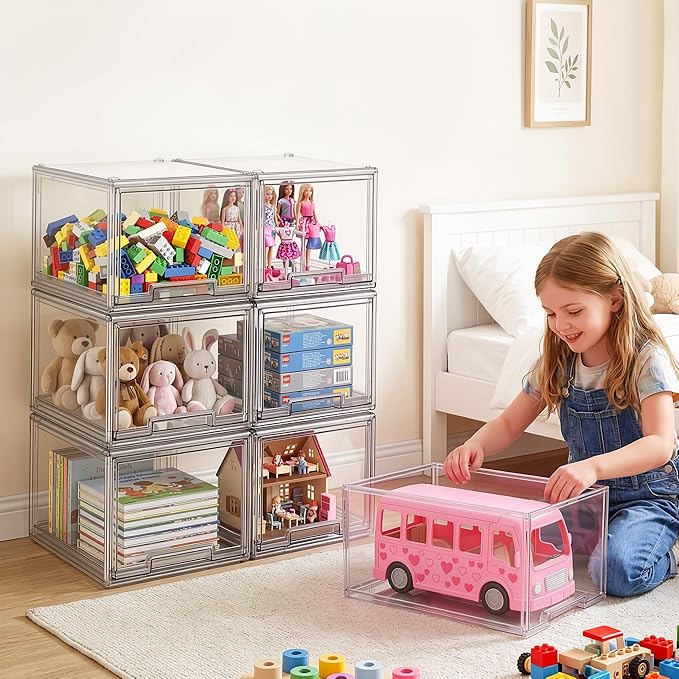 Large Clear Stackable Storage Drawers, 1 Pack Acrylic Organizer Bins for Closet, Bathroom, Kitchen, Pantry, Under Sink, Office, Laundry, Vanity, and Toy Organization, Durable Plastic, Smooth Pull-Out